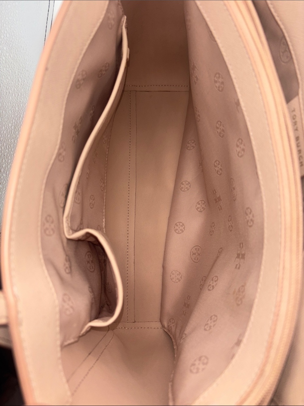 Tory Burch Blush Saffiano Leather Tote with Gold Hardware - Picture 6 of 12